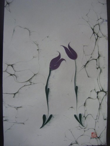 "mor laleler" başlıklı Artcraft Marbling Paper tarafından, Orijinal sanat