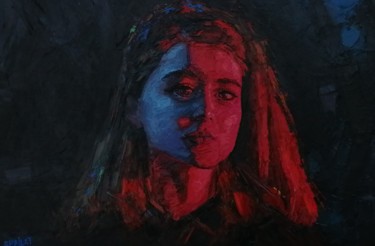 Painting titled "Red whisper" by N.Bhailat, Original Artwork, Oil