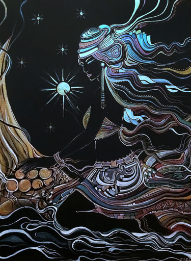 Peinture intitulée "Queen of the Stars" par Nino Bitsadze, Œuvre d'art originale, Acrylique