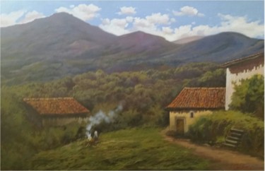 Painting titled "CASUCAS MONTAÑESAS" by Nieves Calderon, Original Artwork, Oil