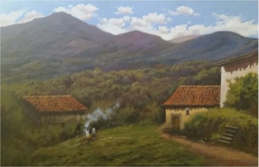 Pittura intitolato "CASUCAS MONTAÑESAS" da Nieves Calderon, Opera d'arte originale, Olio