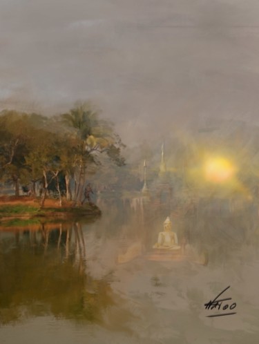 Arte digital titulada "Birmanie" por Natoo, Obra de arte original, Pintura Digital