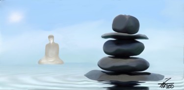 Arts numériques intitulée "Zen Bouddha" par Natoo, Œuvre d'art originale, Peinture numérique