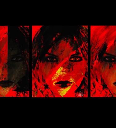 Arts numériques intitulée "Red girl" par Natoo, Œuvre d'art originale, Peinture numérique