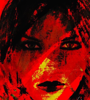 Arts numériques intitulée "Red Girl 1" par Natoo, Œuvre d'art originale, Peinture numérique