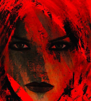 Arte digitale intitolato "Red Girl 3" da Natoo, Opera d'arte originale, Pittura digitale