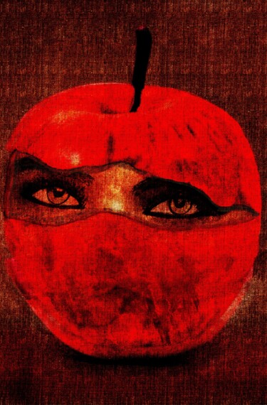 Arts numériques intitulée "Visage de pomme" par Natoo, Œuvre d'art originale, Peinture numérique