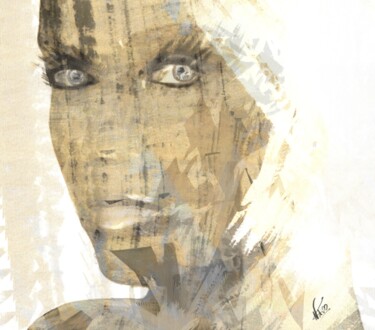 Digitale Kunst getiteld "Alicia" door Natoo, Origineel Kunstwerk, Digitaal Schilderwerk Gemonteerd op Metaal