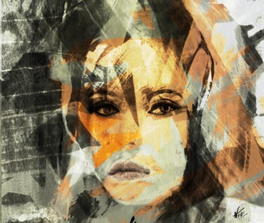 Digitale Kunst getiteld "Miley" door Natoo, Origineel Kunstwerk, Digitaal Schilderwerk Gemonteerd op Aluminium