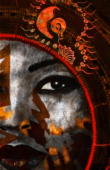 Digital Arts titled "Dahomey" by Natoo, Original Artwork, Digital Painting Mounted on Aluminium