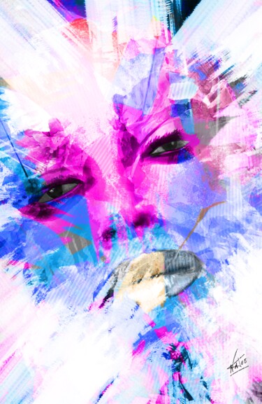 Digitale Kunst getiteld "Rosablue" door Natoo, Origineel Kunstwerk, Digitaal Schilderwerk