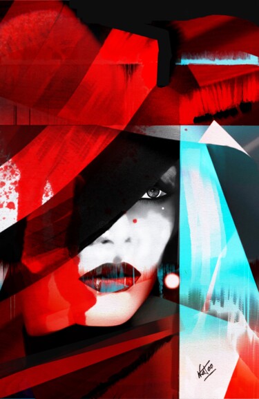 Digital Arts titled "Ava" by Natoo, Original Artwork, Digital Painting Mounted on Aluminium