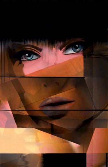 Digital Arts titled "Elvira" by Natoo, Original Artwork, Digital Painting Mounted on Aluminium