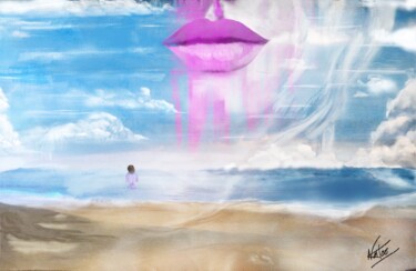 Digital Arts titled "Evasion" by Natoo, Original Artwork, Digital Painting Mounted on Aluminium