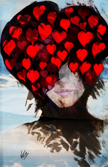 "Love" başlıklı Dijital Sanat Natoo tarafından, Orijinal sanat, Dijital Resim Alüminyum üzerine monte edilmiş