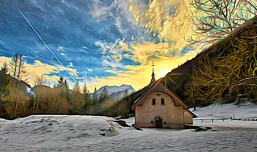 Digital Arts titled "La Chapelle de Vall…" by Noel Crosetti, Original Artwork, Digital Painting