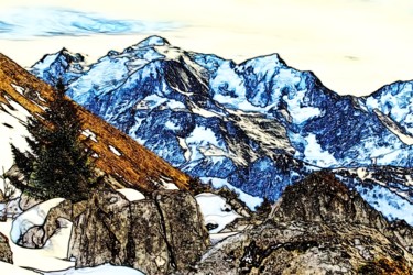 Arts numériques intitulée "Mont Blanc" par Noel Crosetti, Œuvre d'art originale, Travail numérique 2D