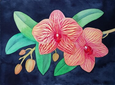 Pintura intitulada "Tropical Eden n.005…" por Ndart, Obras de arte originais, Aquarela
