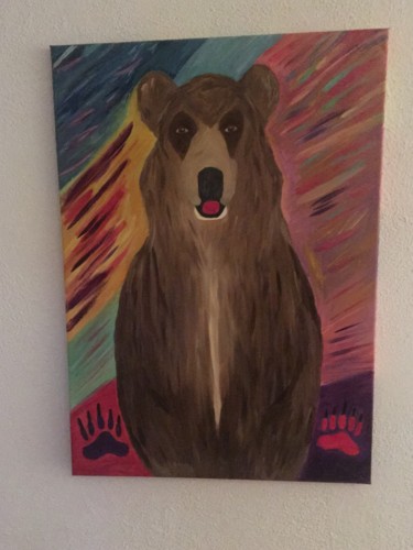 Painting titled "Bear Color" by Clara.C, Original Artwork, Oil Mounted on artwork_cat.