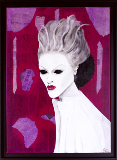 Painting titled "JIHI NASHI" by Nea Borgel, Original Artwork, Acrylic Mounted on Wood Stretcher frame