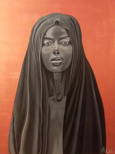 Painting titled "AÏSSATA" by Nea Borgel, Original Artwork, Acrylic Mounted on Wood Stretcher frame