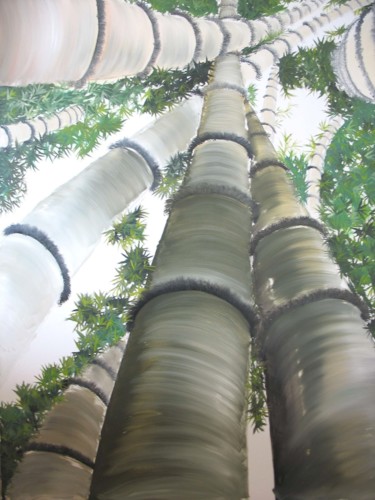 "BAMBOO'S FOREST" başlıklı Tablo Nea Borgel tarafından, Orijinal sanat, Petrol Ahşap Sedye çerçevesi üzerine monte edilmiş