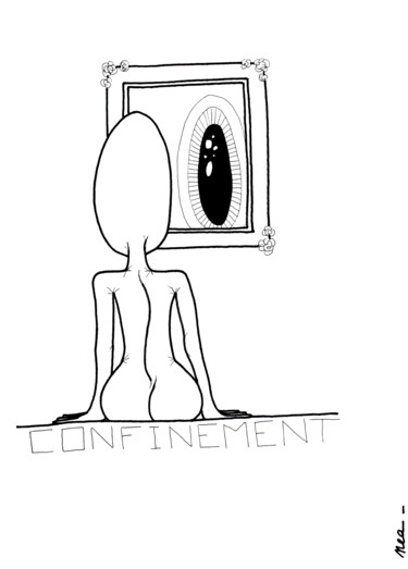 Drawing titled "CONFINEMENT" by Nea Borgel, Original Artwork, Marker