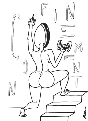 Dessin intitulée "CON FI NE MENT" par Nea Borgel, Œuvre d'art originale, Marqueur