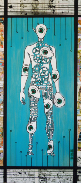 Schilderij getiteld "CYCLOPE EMOTIF" door Nea Borgel, Origineel Kunstwerk, Graffiti