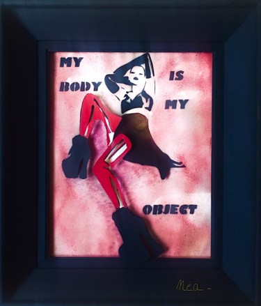 Painting titled "MY BODY IS MY OBJECT" by Nea Borgel, Original Artwork, Spray paint Mounted on Wood Panel