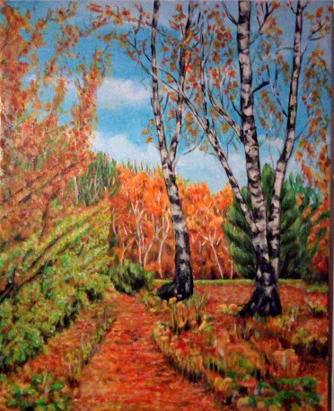 Картина под названием "autumn" - Djura, Подлинное произведение искусства, Масло