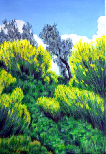 Peinture intitulée "olive" par Djura, Œuvre d'art originale, Acrylique