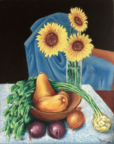 Malerei mit dem Titel "sunflower" von Djura, Original-Kunstwerk, Acryl