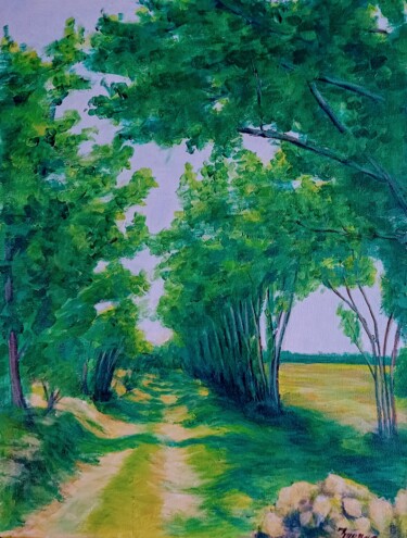 Painting titled "country road" by Djura, Original Artwork, Acrylic