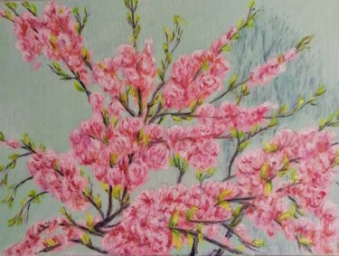 Painting titled "Japanese cherry" by Djura, Original Artwork, Acrylic