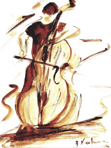 Tekening getiteld "Musique classique" door Annie Nectoux, Origineel Kunstwerk, Aquarel
