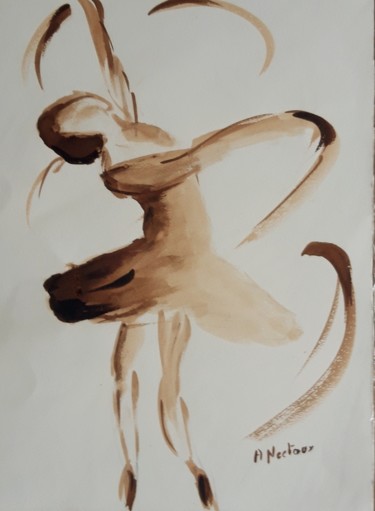 Drawing titled "Danseuse classique" by Annie Nectoux, Original Artwork, Watercolor