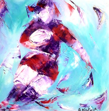 Peinture intitulée "Rugby n 3" par Annie Nectoux, Œuvre d'art originale, Huile
