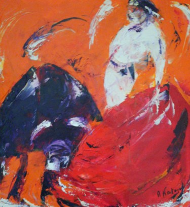 Pintura intitulada "Cape rouge" por Annie Nectoux, Obras de arte originais, Óleo