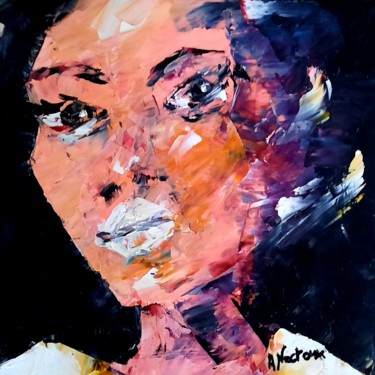 Painting titled "Femme" by Annie Nectoux, Original Artwork, Oil