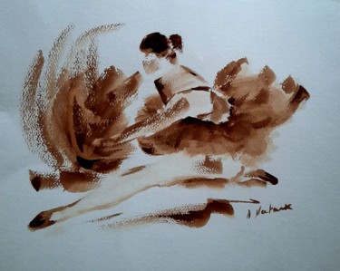 Painting titled "Danse classique" by Annie Nectoux, Original Artwork, Watercolor