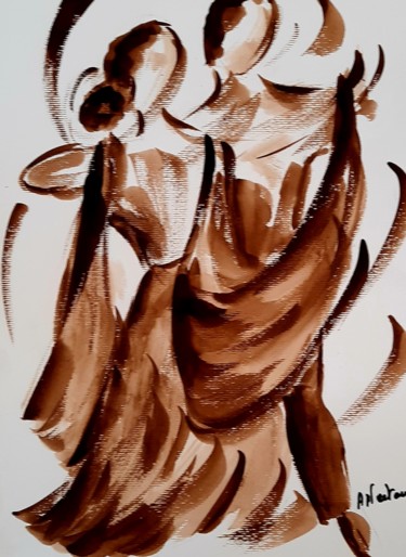 Drawing titled "Plaisir" by Annie Nectoux, Original Artwork, Watercolor