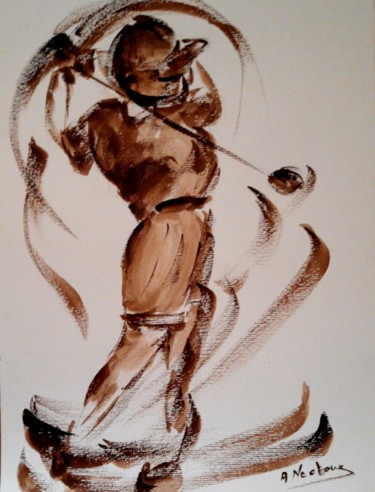 Drawing titled "Championne" by Annie Nectoux, Original Artwork, Watercolor