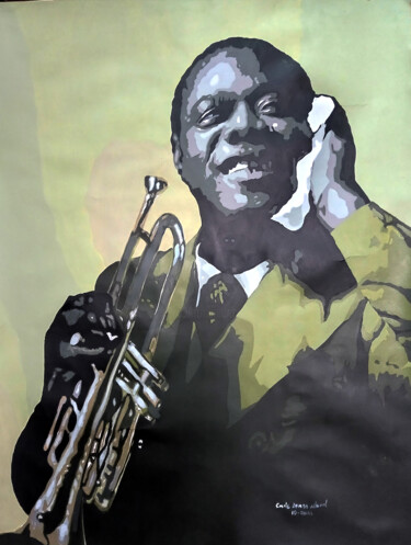 Painting titled "Louis Armstrong" by Ned, Original Artwork, Acrylic