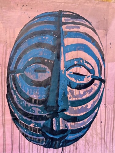 Painting titled "Masque Songye" by Ned, Original Artwork, Acrylic