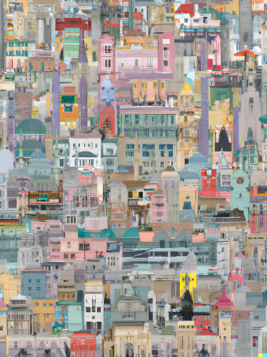 Цифровое искусство под названием "Levant Cityscape #1…" - Nedaa Elias, Подлинное произведение искусства, 2D Цифровая Работа