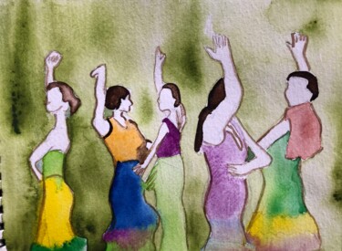 Painting titled "Danse" by Nedja, Original Artwork, Watercolor