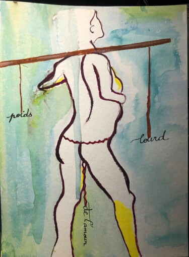 Peinture intitulée "Poids lourd de l’am…" par Nedja, Œuvre d'art originale, Aquarelle