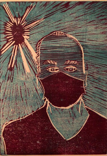 Incisioni, stampe intitolato "Avec masque et sole…" da Nedja, Opera d'arte originale, incisione