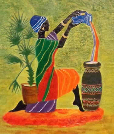 Pintura intitulada "Devotional Spirite" por Mrs Neeraj- India, Obras de arte originais, Acrílico